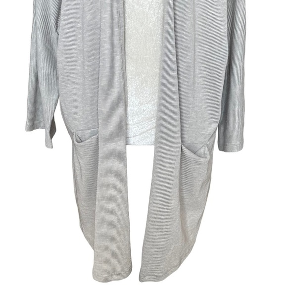 Anthropologie Donni Women’s Relaxed Rib Grey Cream Cardigan Kimono Size OS - Picture 5 of 10